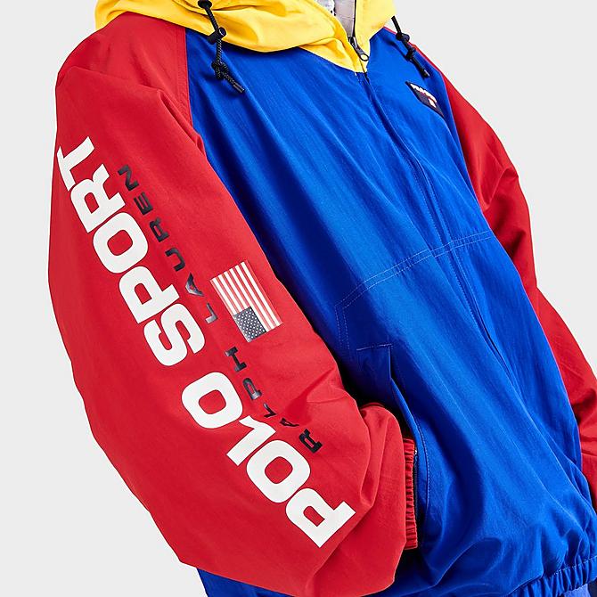 On Model 6 view of Men's Polo Ralph Lauren Polo Sport Color-Blocked Windbreaker Jacket in Heritage Royal Multi Click to zoom
