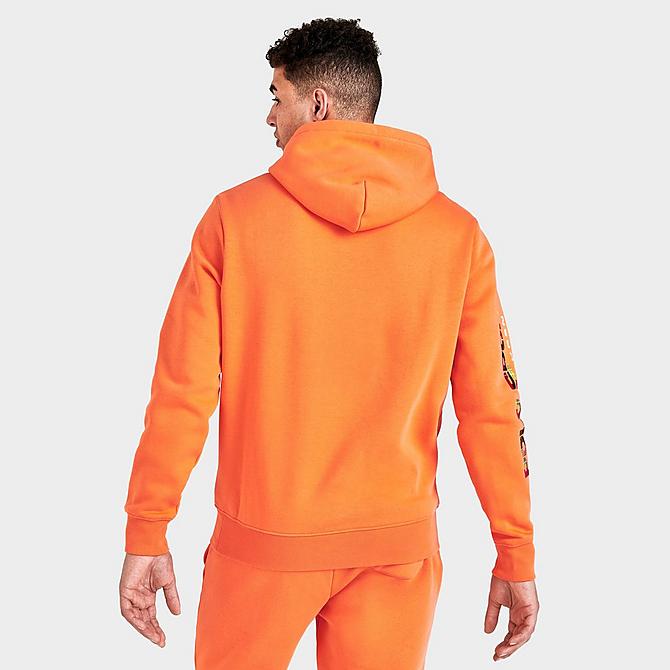 Back Right view of Men's Polo Ralph Lauren Polo Sport Fleece Pullover Hoodie in May Orange Click to zoom