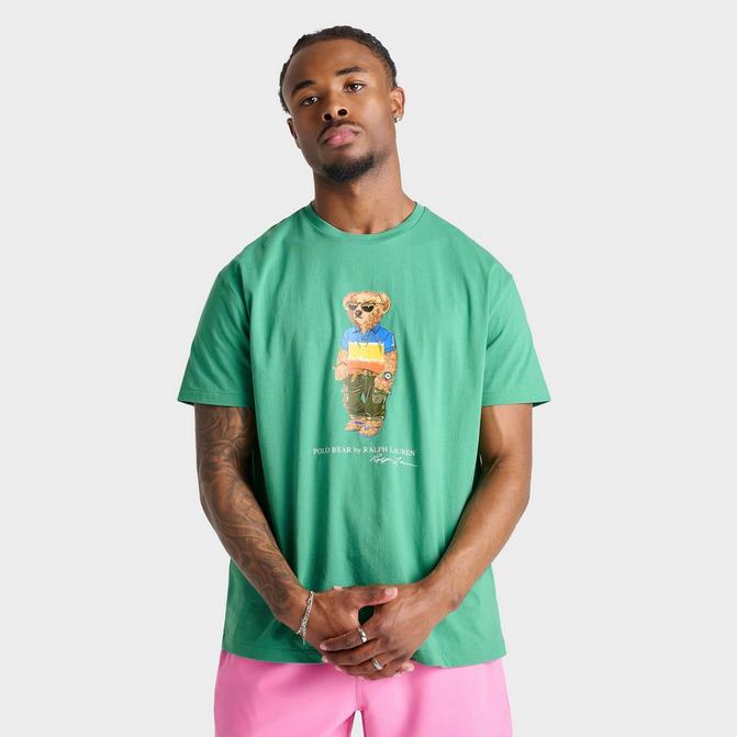 [angle] view of Men's Polo Ralph Lauren Polo Bear T-Shirt in Raft Green Beach Shop Click to zoom