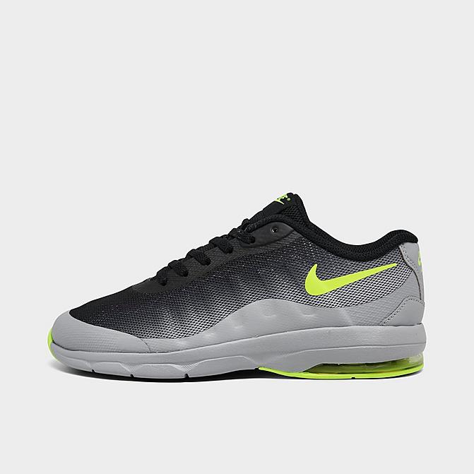 Right view of Boys' Little Kids' Nike Air Max Invigor Running Shoes in Wolf Grey/Volt/Black Click to zoom