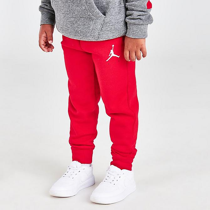 Back Right view of Kids' Toddler Jumpman by Nike Hoodie, T-Shirt and Jogger Pants Set (3-Piece) in Grey/Red/White Click to zoom