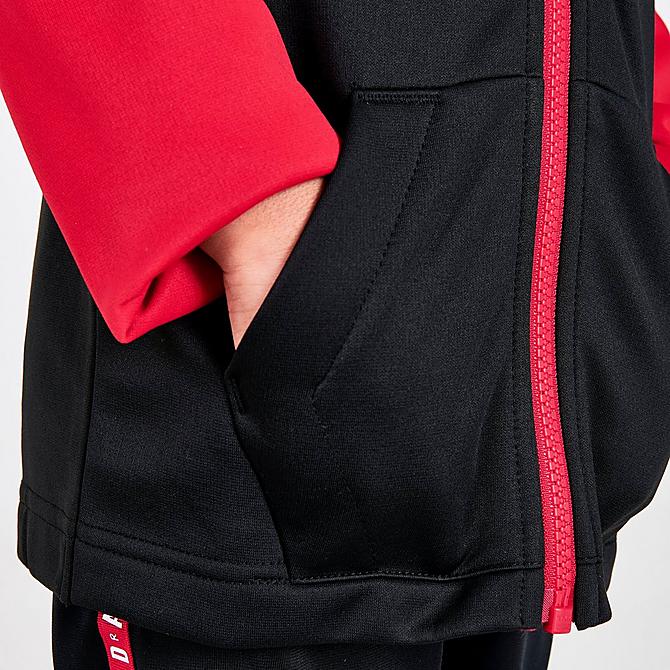 On Model 6 view of Boys' Toddler Jordan Therma-FIT Full-Zip Jacket in Black/Gym Red Click to zoom
