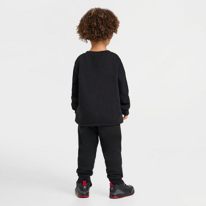 [angle] view of Kids' Toddler Jordan See Me Shine Crewneck and Jogger Pants Set in Black Click to zoom