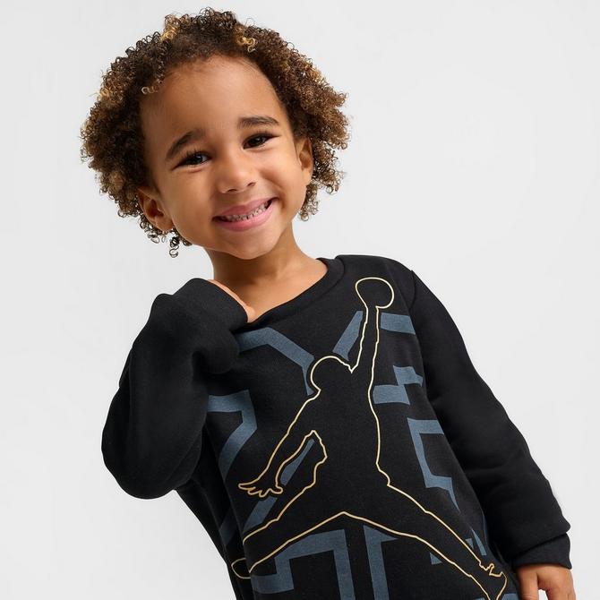 [angle] view of Kids' Toddler Jordan See Me Shine Crewneck and Jogger Pants Set in Black Click to zoom