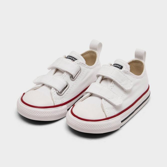 White Canvas Low Top Basketball Shoe With Velcro Straps