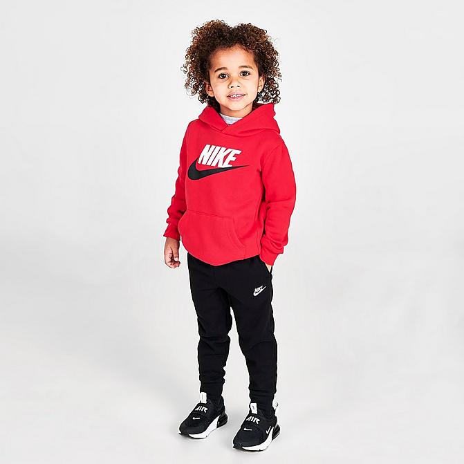 Front view of Boys' Toddler Nike Sportswear Club Fleece Jogger Pants in Black Click to zoom