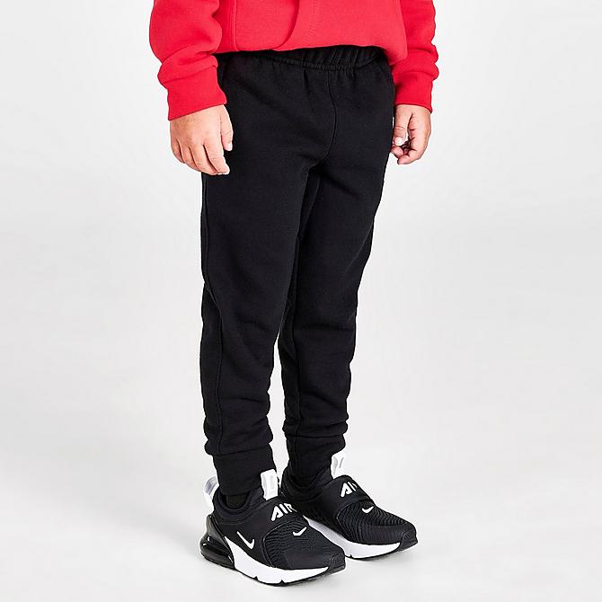 Back Left view of Boys' Toddler Nike Sportswear Club Fleece Jogger Pants in Black Click to zoom