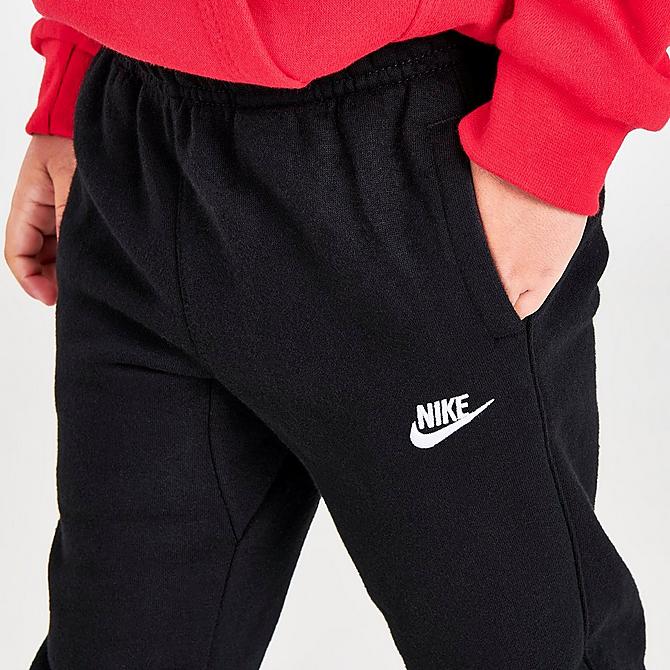 On Model 5 view of Boys' Toddler Nike Sportswear Club Fleece Jogger Pants in Black Click to zoom