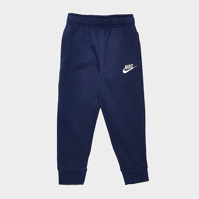 Front view of Boys' Toddler Nike Sportswear Club Fleece Jogger Pants in Midnight Navy/White Click to zoom