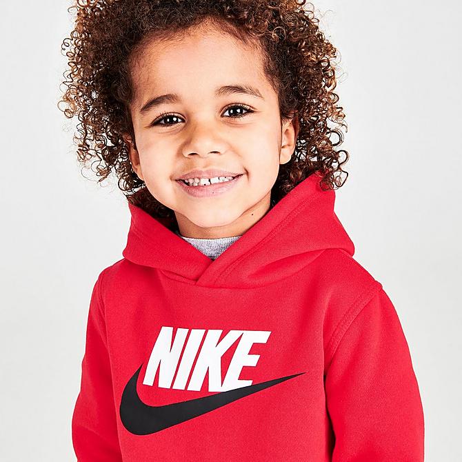 On Model 5 view of Boys' Toddler Nike Sportswear HBR Hoodie in Red/Black/White Click to zoom