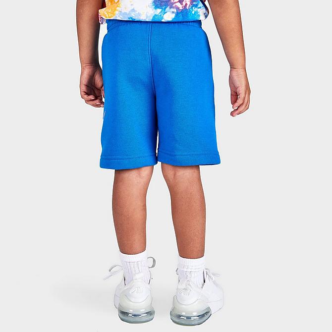 Back Right view of Kids' Toddler Nike Sportswear Club Fleece Shorts in Game Royal/White Click to zoom