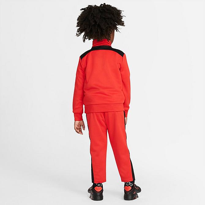 Front Three Quarter view of Boys' Toddler Nike Air Tricot Half-Zip Pullover and Jogger Pants Set in University Red/Black Click to zoom