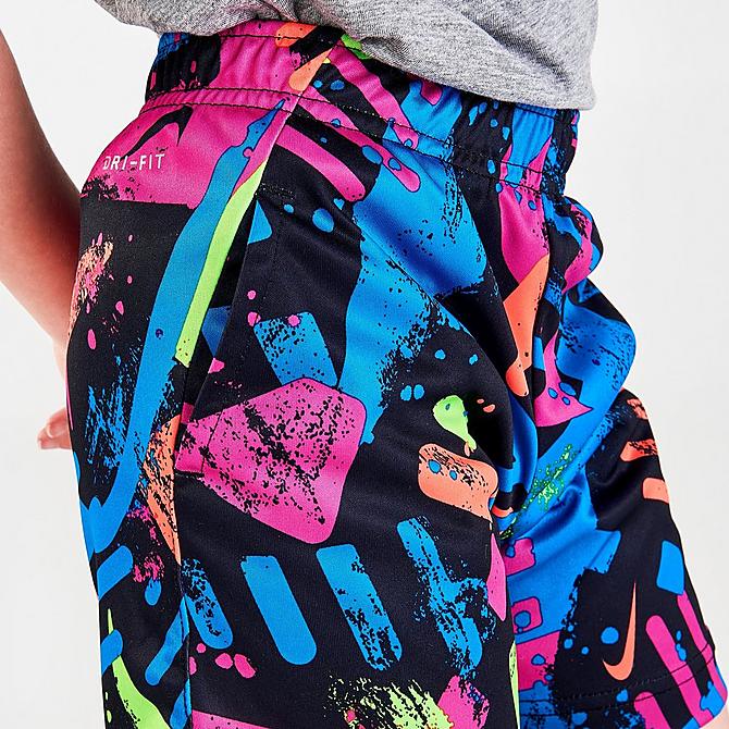 On Model 6 view of Boys' Toddler Nike Thrill Allover Print Dri-FIT Shorts in Black/Multi Click to zoom