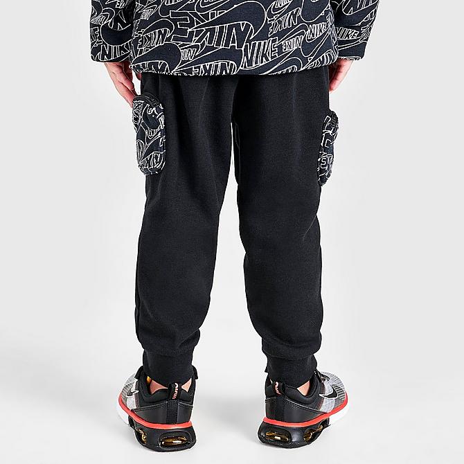 Back Right view of Boys' Toddler Nike Read Allover Print Jogger Pants in Black/White Click to zoom