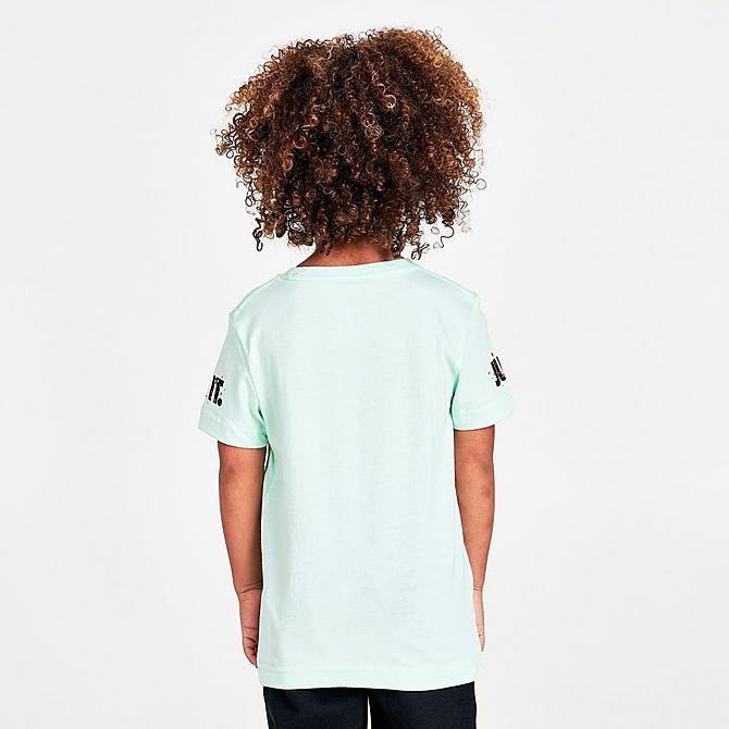 Back Left view of Boys' Toddler Nike Confetti Box Graphic T-Shirt in Mint/Black/Multi Click to zoom