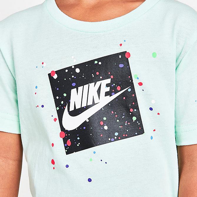 Back Right view of Boys' Toddler Nike Confetti Box Graphic T-Shirt in Mint/Black/Multi Click to zoom