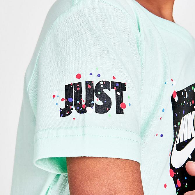 On Model 5 view of Boys' Toddler Nike Confetti Box Graphic T-Shirt in Mint/Black/Multi Click to zoom