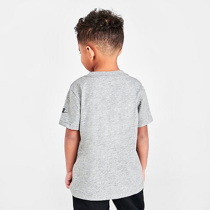 Back Right view of Boys' Toddler Nike Sportswear Tots Character T-Shirt in Heather Grey/Multi Click to zoom