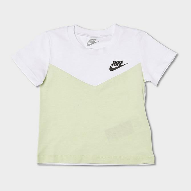 Back view of Kids' Toddler Nike Sportswear T-Shirt and Cargo Shorts Set in Lime Ice/Black/White Click to zoom
