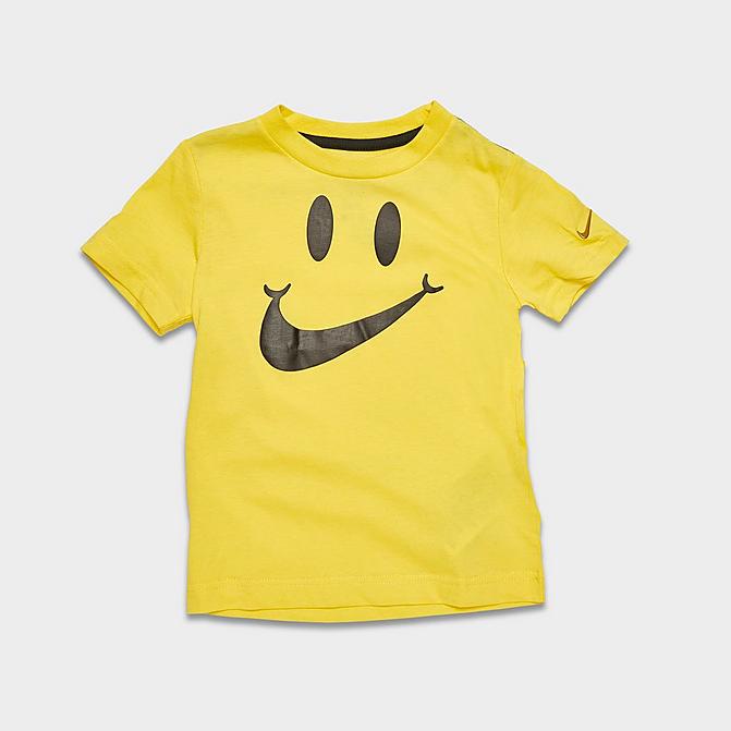 Front view of Kids' Toddler Nike Sportswear Extra Smile T-Shirt in Yellow Strike Click to zoom