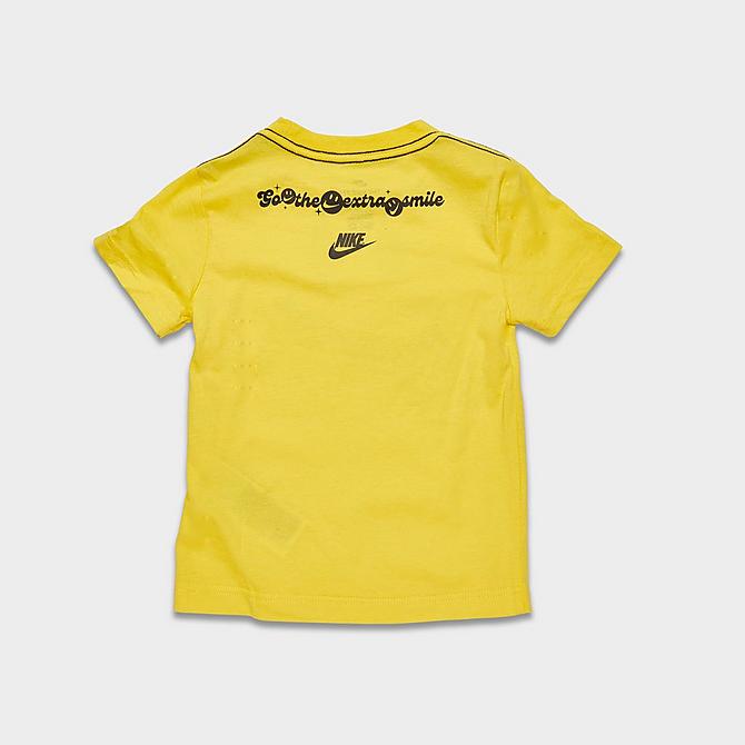 Front Three Quarter view of Kids' Toddler Nike Sportswear Extra Smile T-Shirt in Yellow Strike Click to zoom