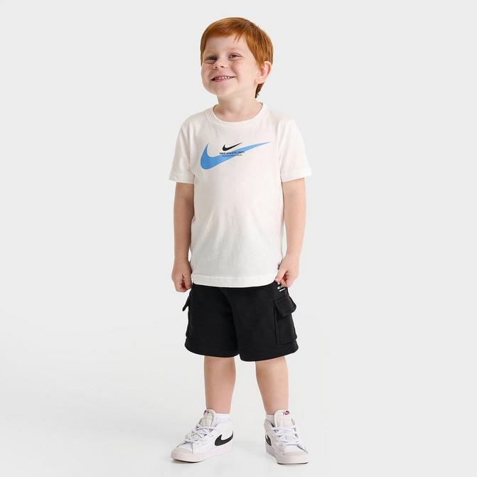 [angle] view of Kids' Toddler Nike Athletic Department T-Shirt and Cargo Shorts Set in Black/White Click to zoom