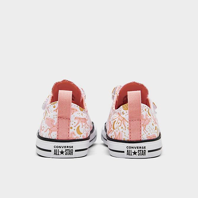 Left view of Girls' Toddler Converse Constellations Chuck Taylor All Star Hook-and-Loop Casual Shoes in White/Storm Pink/Gold Click to zoom