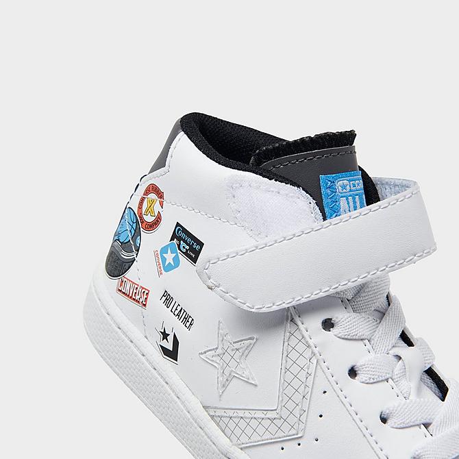 Front view of Kids' Toddler Converse Jump Ball Pro Leather High Top Casual Shoes in White/White/Multi Click to zoom