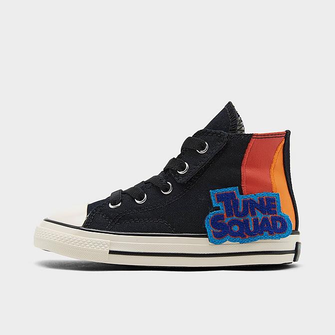 Right view of Kids' Toddler Converse x Space Jam Chuck Taylor All Star 70 High Top Casual Shoes in Black/Light Blue Fury/Mantra Orange/Bright Mandarin Click to zoom