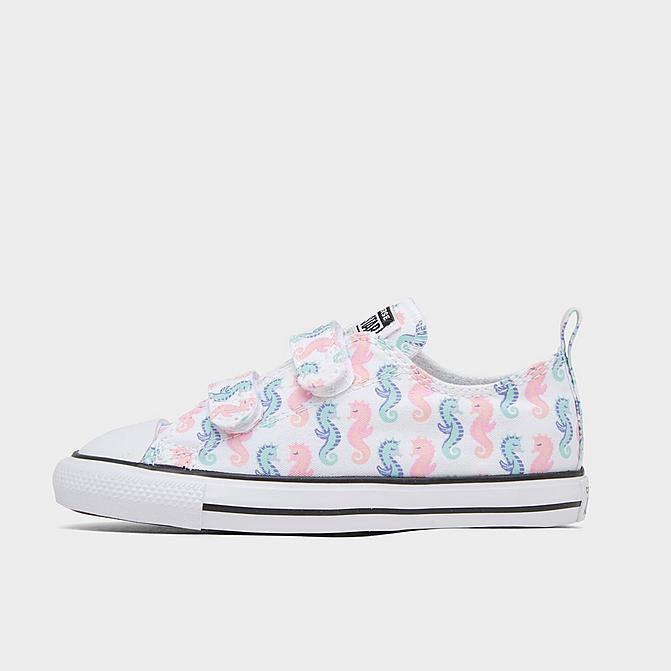 Right view of Girls' Toddler Converse Chuck Taylor All Star Easy-On Seahorses Casual Shoes in White/Storm Pink/Light Dew Click to zoom