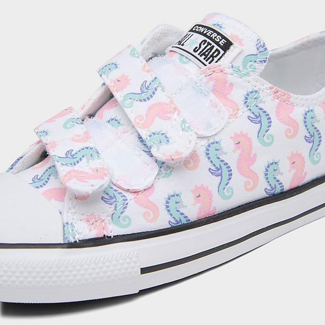 Front view of Girls' Toddler Converse Chuck Taylor All Star Easy-On Seahorses Casual Shoes in White/Storm Pink/Light Dew Click to zoom