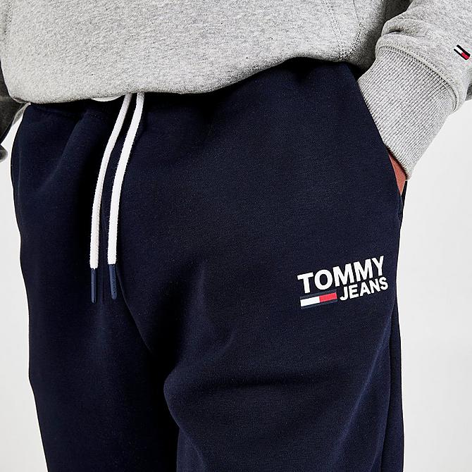 On Model 5 view of Men's Tommy Jeans Edward Jogger Pants in Navy Click to zoom