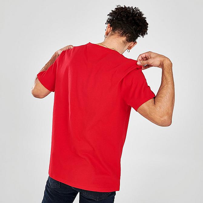 Back Right view of Men's Tommy Jeans Lockup T-Shirt in Apple Red Click to zoom