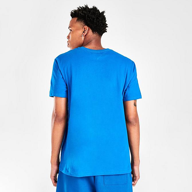 Back Right view of Men's Tommy Jeans Lockup Graphic Print T-Shirt in Blue Craze Click to zoom