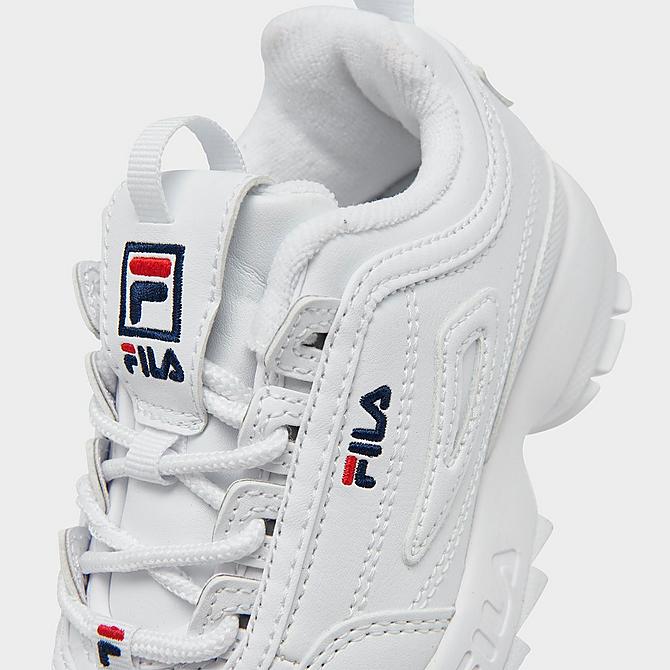 Front view of Kids' Toddler Fila Disruptor 2 Casual Shoes in White/Navy/Red Click to zoom