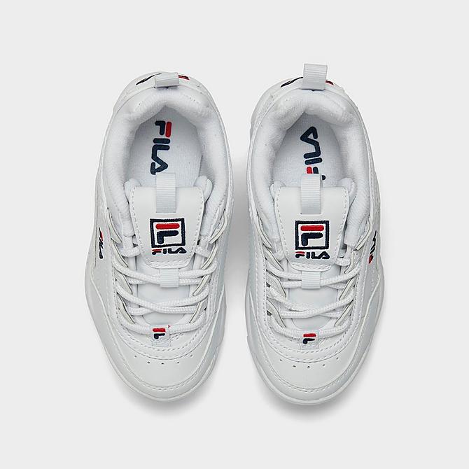 Back view of Kids' Toddler Fila Disruptor 2 Casual Shoes in White/Navy/Red Click to zoom
