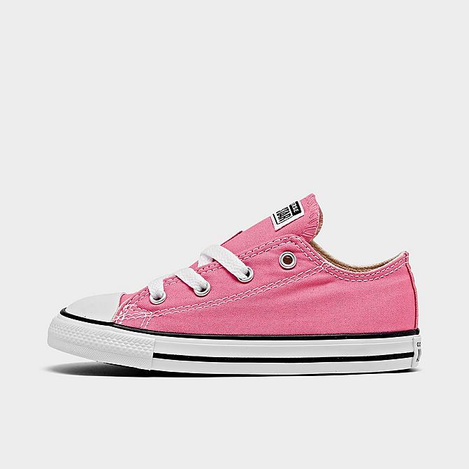 Right view of Girls' Toddler Converse Chuck Taylor Low Top Casual Shoes in Pink Click to zoom
