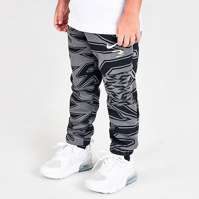 Front view of Boys' Toddler Nike RW3 Signature Jogger Pants in Iron Grey/Volt Click to zoom