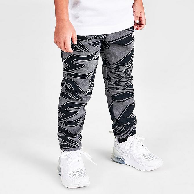 Back Left view of Boys' Toddler Nike RW3 Signature Jogger Pants in Iron Grey/Volt Click to zoom