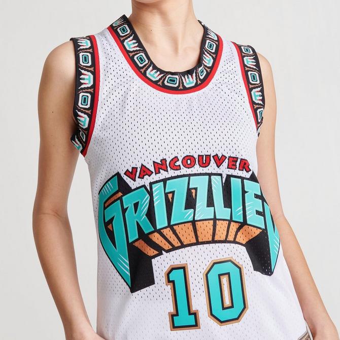 Mitchell and Ness Women's Vancouver Grizzlies NBA Mike Bibby Basketball Jersey in White/White Size Large | 100% Polyester/Twill/Jersey