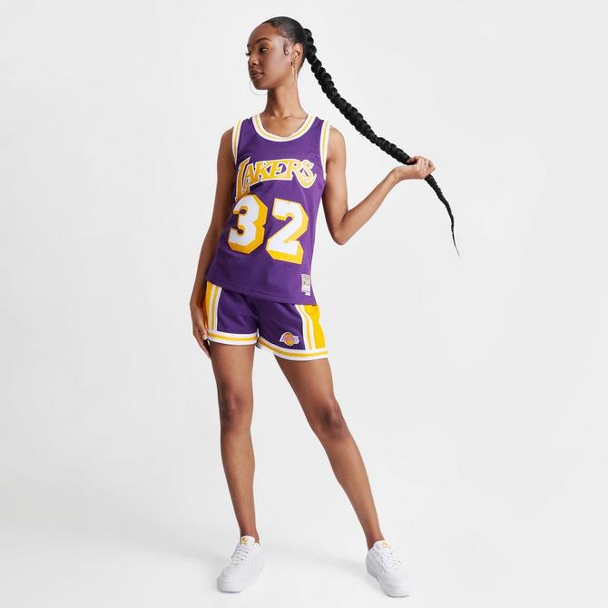 Women's Mitchell and Ness Los Angeles Lakers NBA Magic Johnson Hardwood  Classics Swingman Jersey