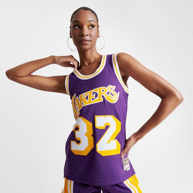 Women's Mitchell and Ness Los Angeles Lakers NBA Magic Johnson Hardwood  Classics Swingman Jersey