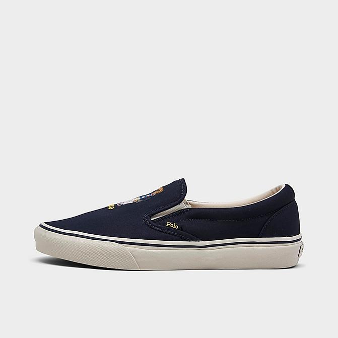 Right view of Men's Polo Ralph Lauren Keaton Bear Slip-On Casual Shoes in Navy Click to zoom
