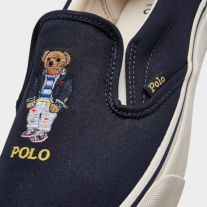 Front view of Men's Polo Ralph Lauren Keaton Bear Slip-On Casual Shoes in Navy Click to zoom