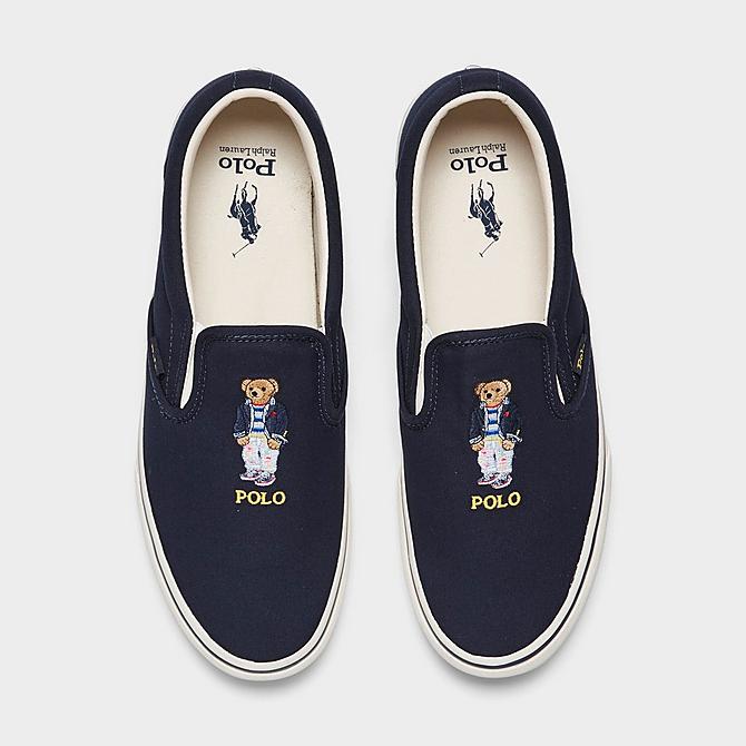 Back view of Men's Polo Ralph Lauren Keaton Bear Slip-On Casual Shoes in Navy Click to zoom