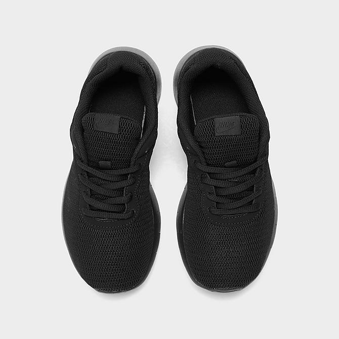 Back view of Boys' Little Kids' Nike Tanjun Casual Shoes in Black/Black Click to zoom
