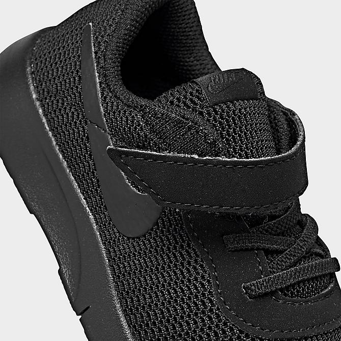 Front view of Boys' Toddler Nike Tanjun Casual Shoes in Black/Black Click to zoom