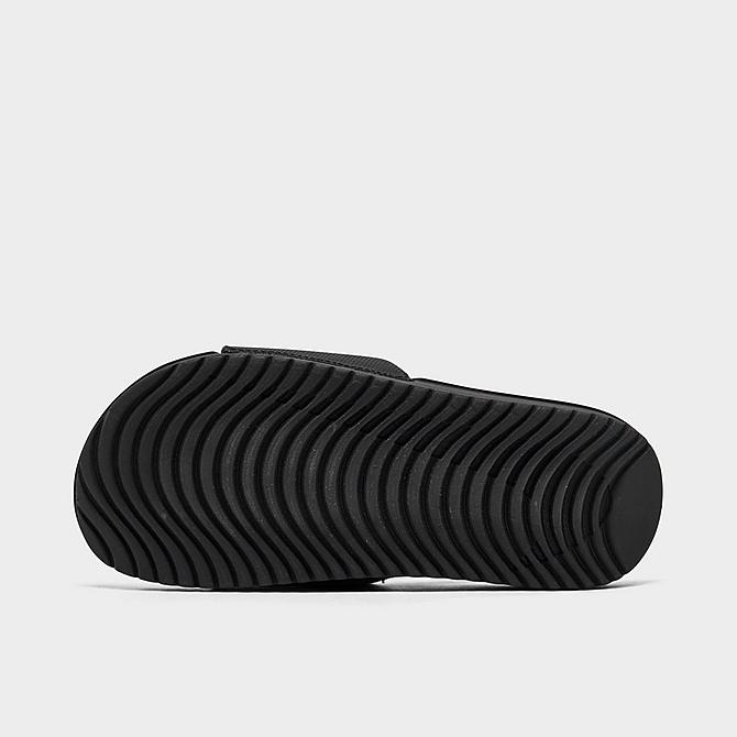Bottom view of Little Kids' Nike Kawa Slide Sandals in Black/White Click to zoom