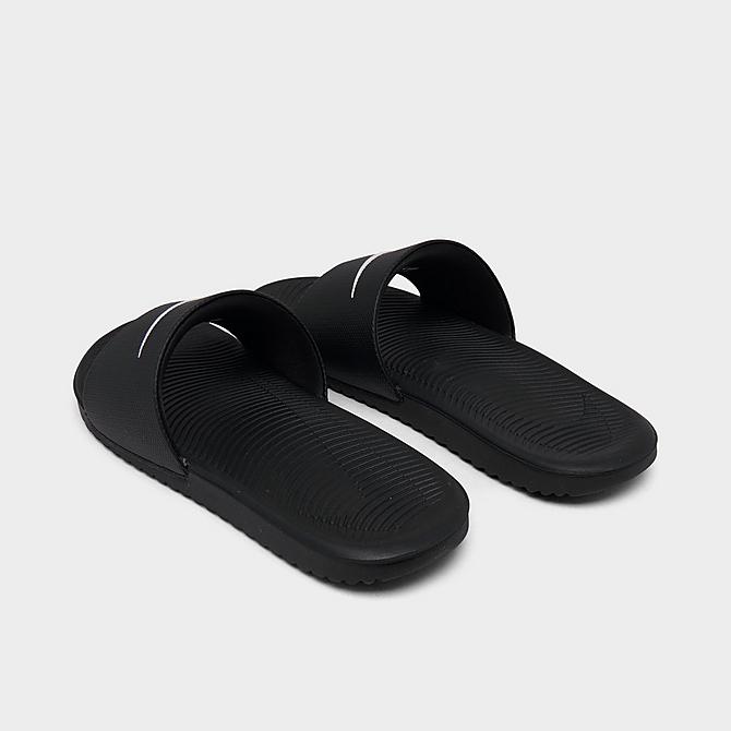 Left view of Big Kids' Nike Kawa Slide Sandals in Black/White Click to zoom