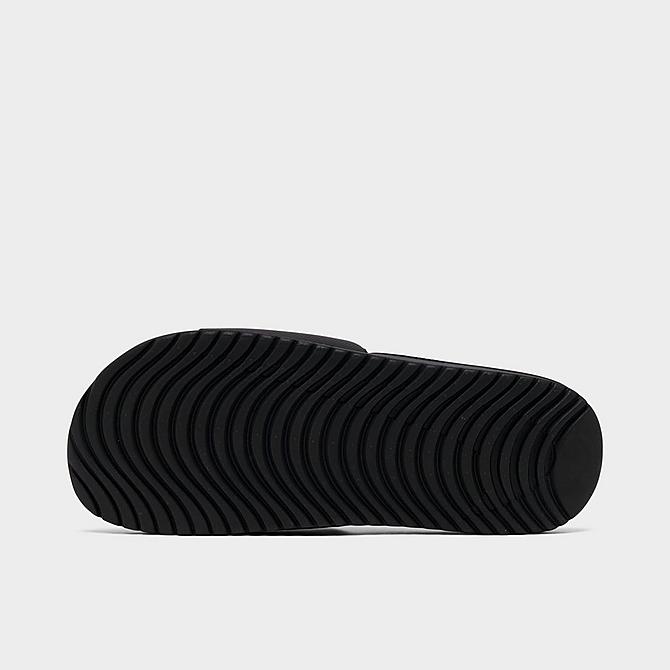 Bottom view of Big Kids' Nike Kawa Slide Sandals in Black/White Click to zoom